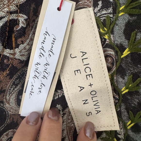 Alice + Olivia Blue and Green High Rise Jeans NWT - Picture 2 of 9